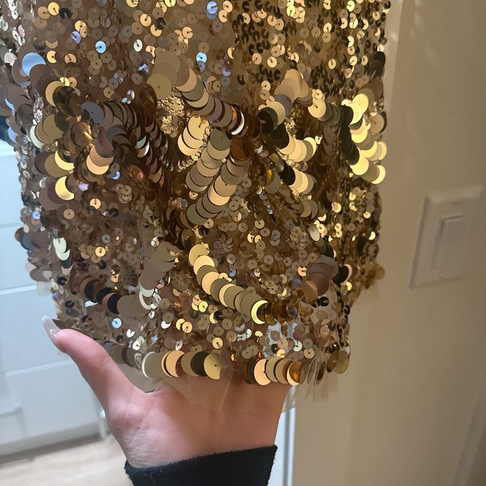 LoveShackFancy sequin gold dress - Picture 3 of 4